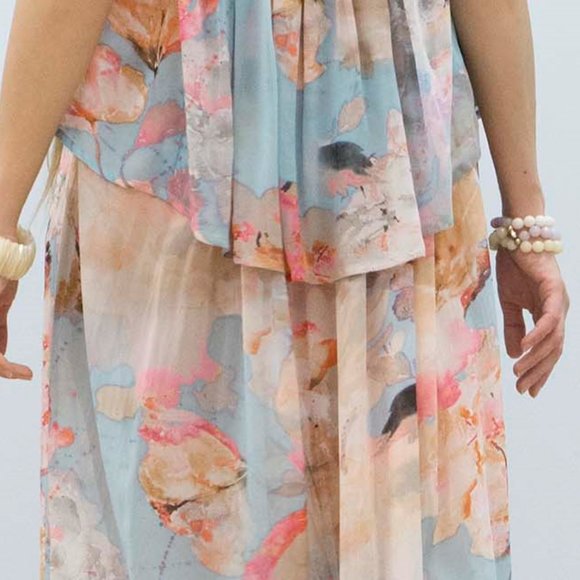 Beach Cover up BLUE TROPICAL style - Picture 4 of 5